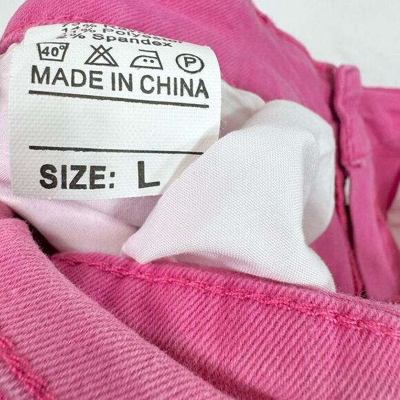 Pink Jean Shorts Womens Large Country Jewel Fringe Cut Off Festival Distressed - Picture 8 of 9